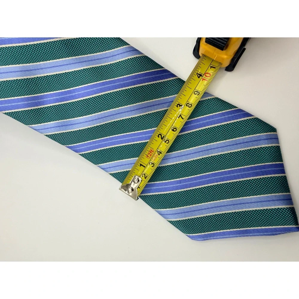 Brooks Brothers Mens Silk Repp Stripe Tie Green Blue England Silk Made in USA